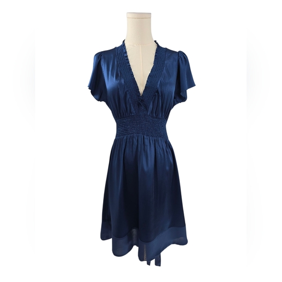 BCBG MAXAZRIA Navy Blue Silk Cocktail Dress Size S - Picture 1 of 14